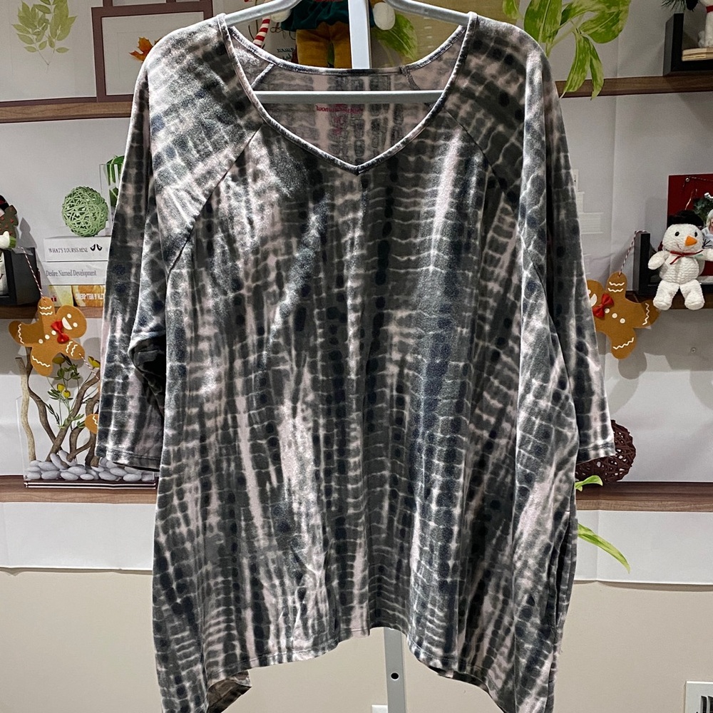 Woman Within Monochrome Tie-Dye Long Sleeve Top Ptp 28